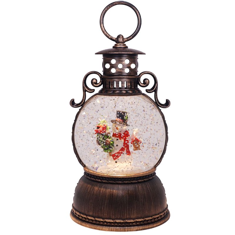 Snowman Songbird Brown 9.75" Lantern
